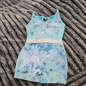 Cat & Jack Aqua and White Floral Bodysuit